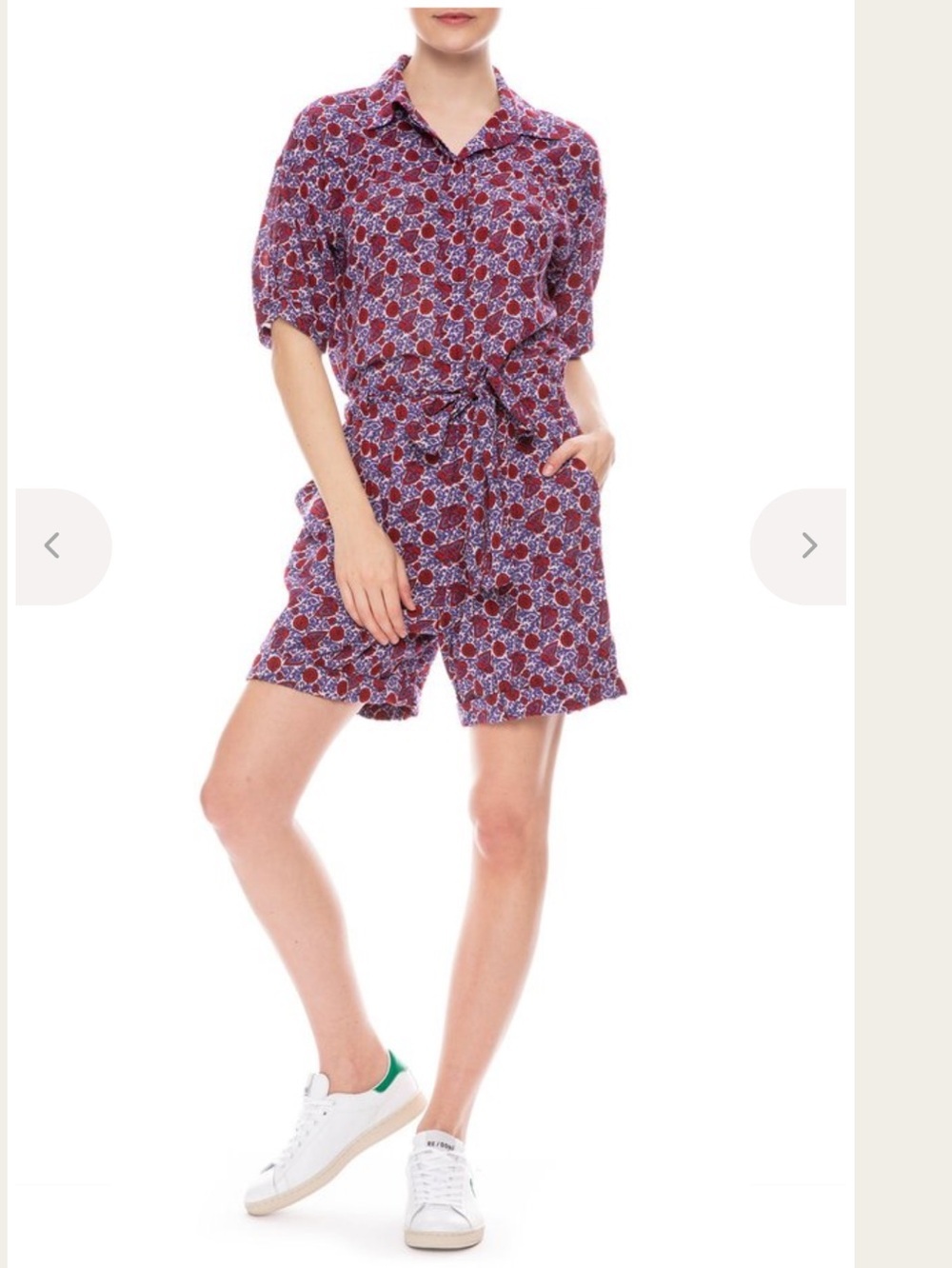 Xirena Grady Romper Nichols Floral Purple Red Belted Sz XS